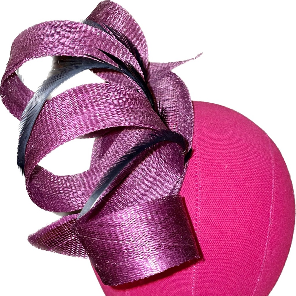 Kentucky Derby Purple Corkscrew & Feather Fascinator